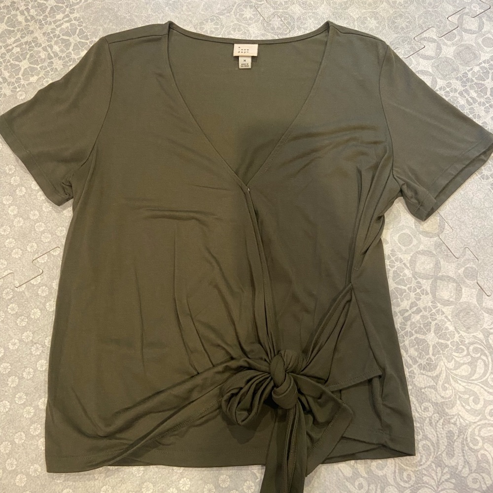Olive Green Wrap Top